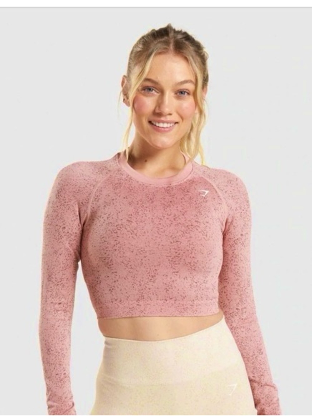 Gymshark Pink Crop Top Seamless Long-Sleeve